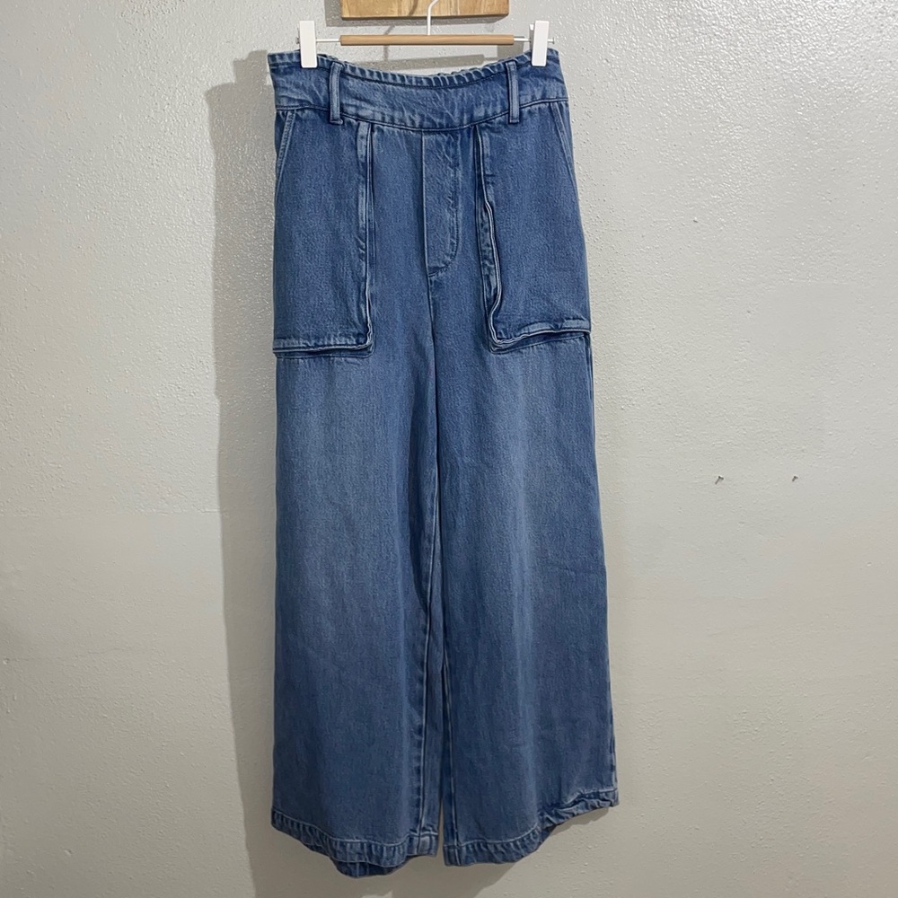 High-Rise Wide Leg Denim Pants in Blue
